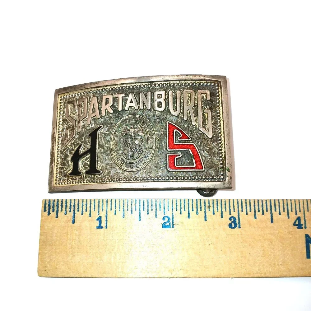 Vintage Jenkins Brand Spartanburg High School SC  Belt Buckle Silver Tone 1930s